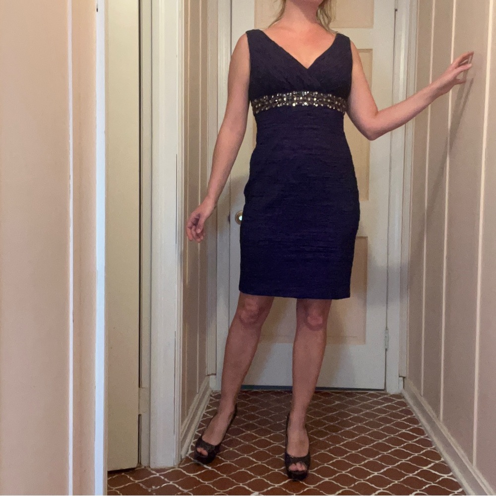 Eliza J Sexy Textured Bodycon Cocktail Dress - Beaded Embellishments - Size 6